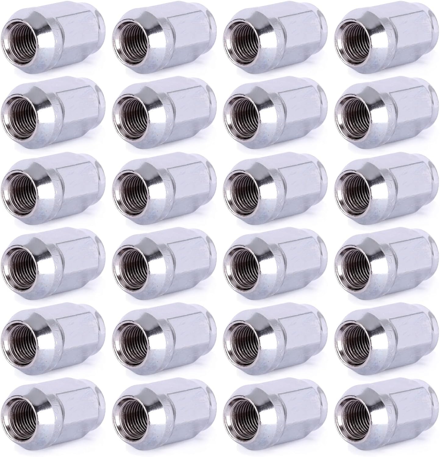 ECCPP 1/2 Wheel Lug Nuts 24 Pieces 1/2-20 Thread Size Silver Chrome Bulge Acorn Drive Close End 3/4" Socket Lug Nuts for Dodge Dakota Durango Viper 1991-2010