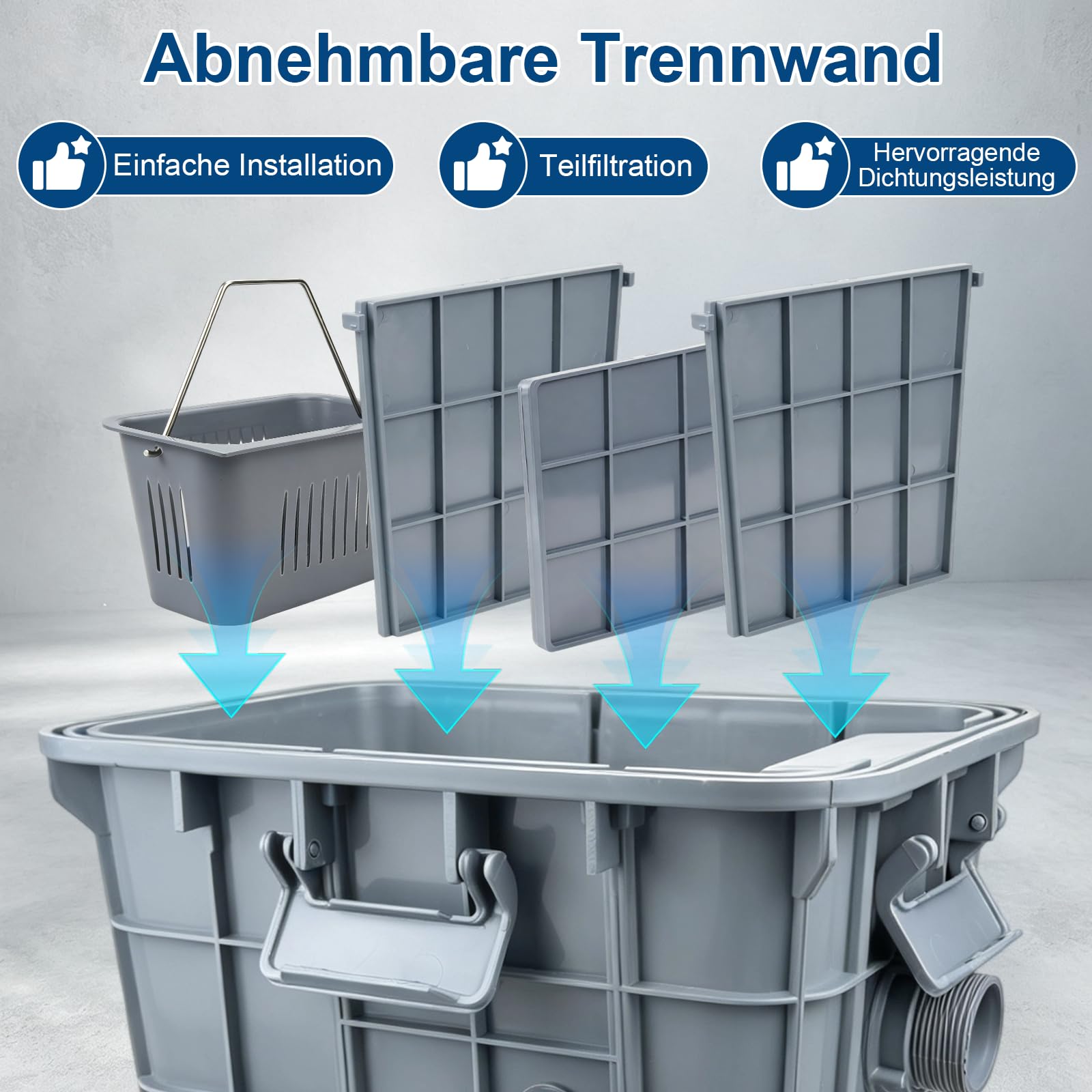 Kommerzieller Fettabscheider, 15L Öl Wasserabscheider mit 1 oberen Einlass, PP Removable Baffles zur Trennung von Altöl, Fett und Wasser verwendet für Restaurant Küchen 37x26x30cm
