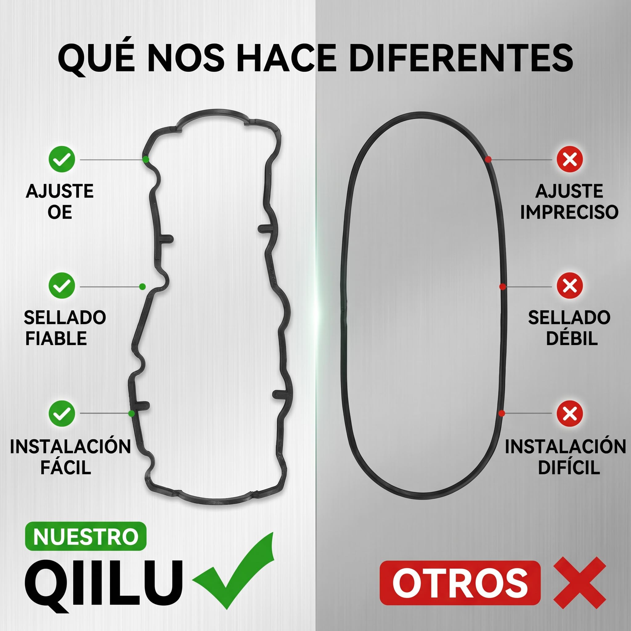Qiilu Junta de tapa de válvula, junta de tapa de válvula de motor 038103469E Reemplazo de accesorio de coche apto para 1998-2005 TDI 1.9L