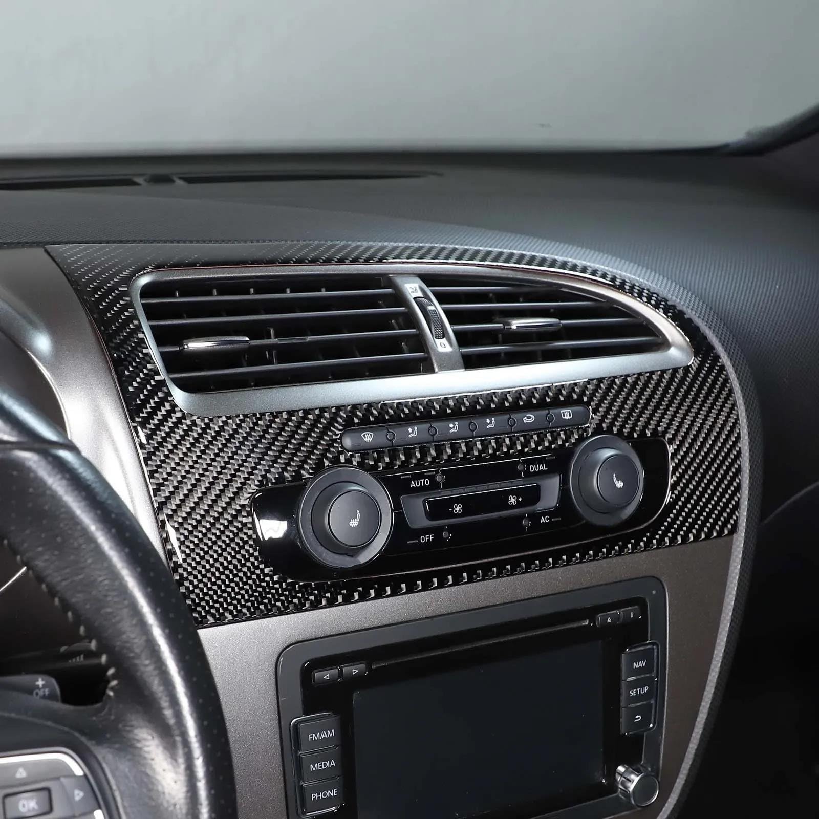 Per Seat Per Leon Mk2 1P 2008-2012 Adesivi Decorativi Per Bocchette D'aria Della Console Centrale In Fibra Di Carbonio Morbida(RHD Black)