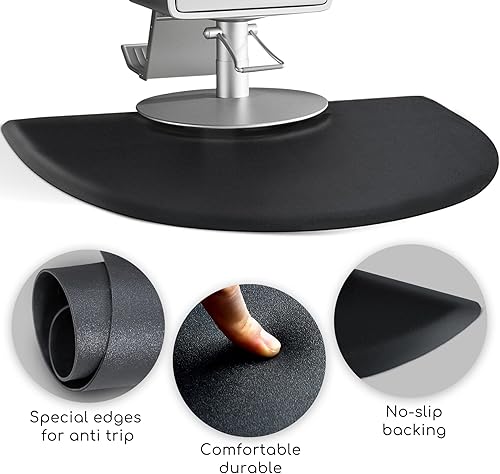 Miniatura 3 de Tapete para silla de barbería  3 x 5  Antifatiga  Negro semicírculo  58 pulgadas de grosor