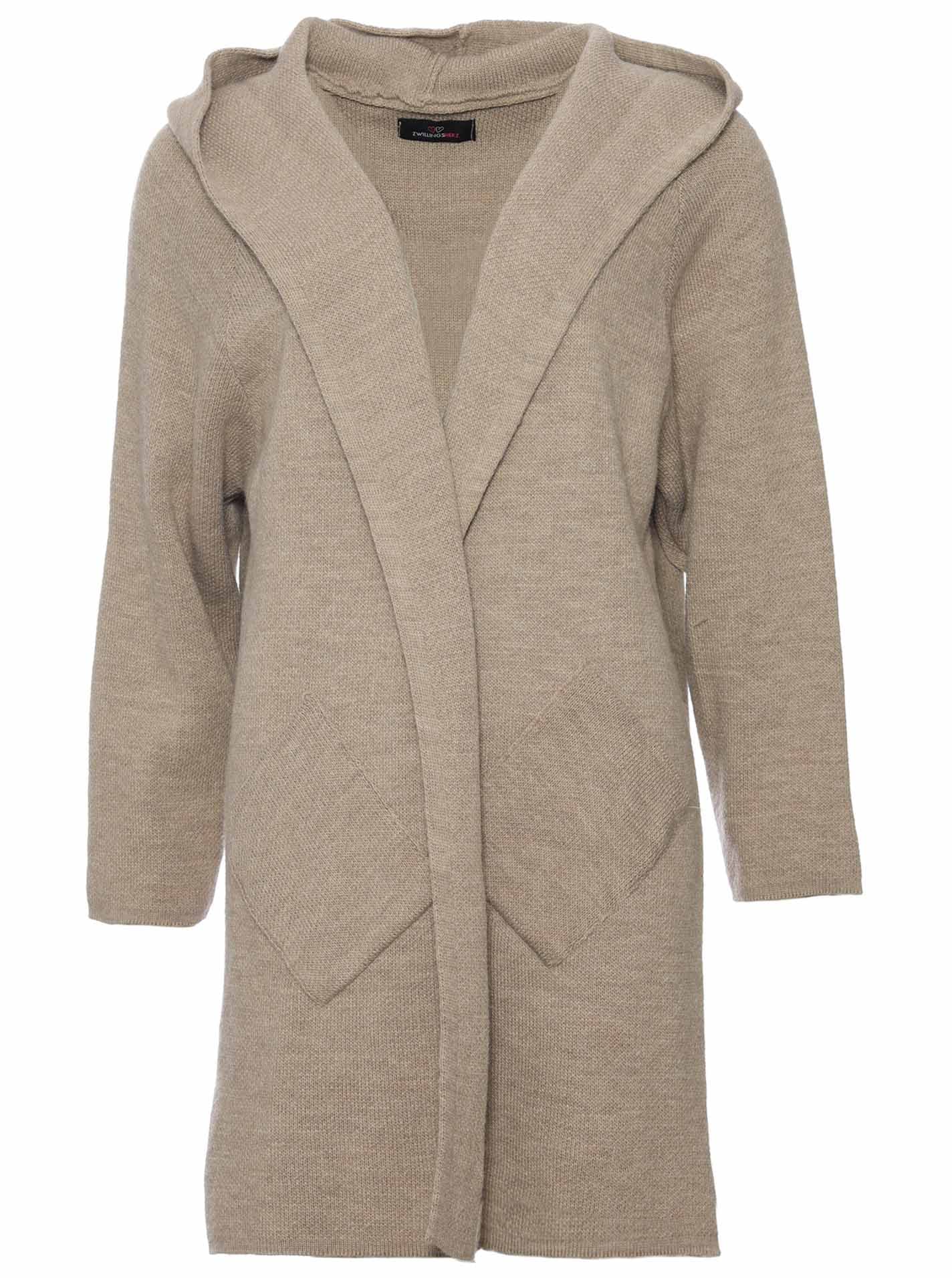 Zwillingsherz Strickjacke Cardigan für Damen - Hochwertiger Mantel Überwurf warm kuschelig weich mit Kapuze - Cape Umhang Strick Frühjahr Herbst Winter