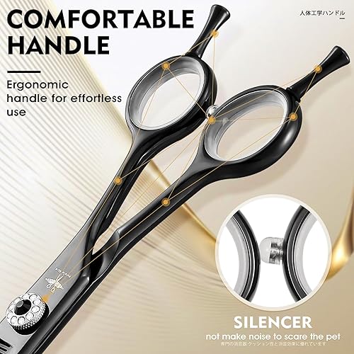 Miniatura 5 de PURPLEBIRD Tijeras de adelgazamiento curvadas para el cuidado de perros, 7 pulgadas, tijeras profesionales de aseo para la seguridad del perro,