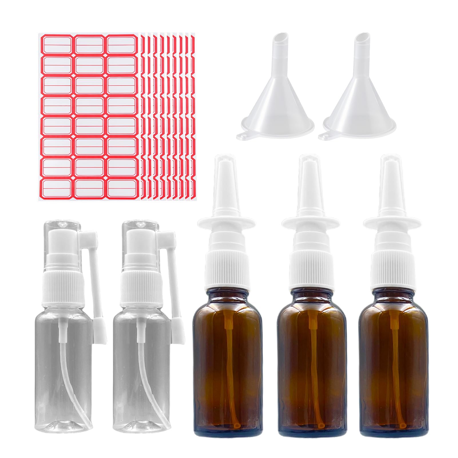 2 Flaconi Spray In Vetro 500 Ml Con Etichette E Imbuto Per Oli Essenziali Profumi E Detergenti Fai Da Te