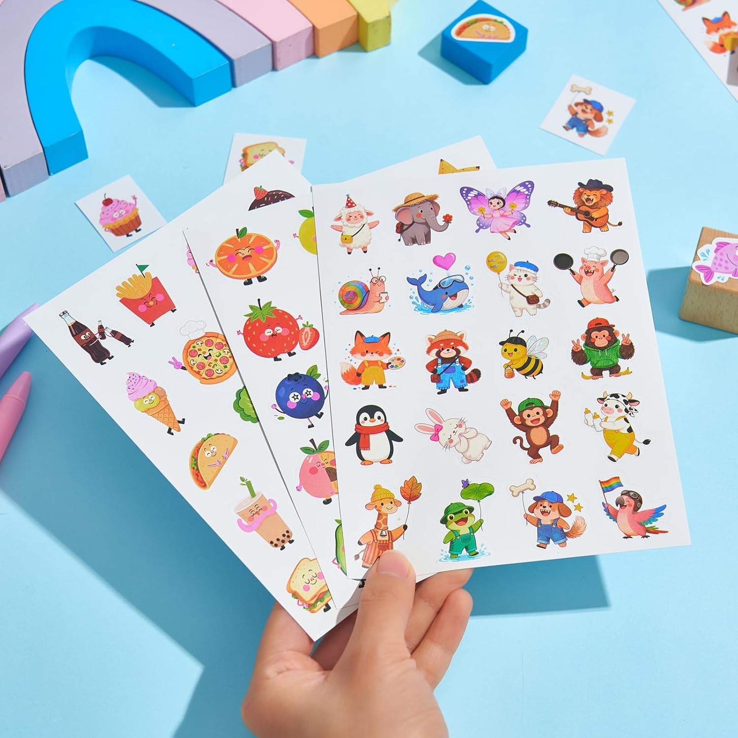 600 Pcs Animal Fruit Food Stickers for Kids, Cute Stickers 30 Sheets for Boys, Girls, Party Favors, Classroom, Prizes for Kids - Image 3