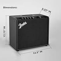 Vista 8 de Fender Mustang LT25 - Amplificador combinado de guitarra con cable y paquete exclusivo de púas de 12 piezas de Austin Bazaar