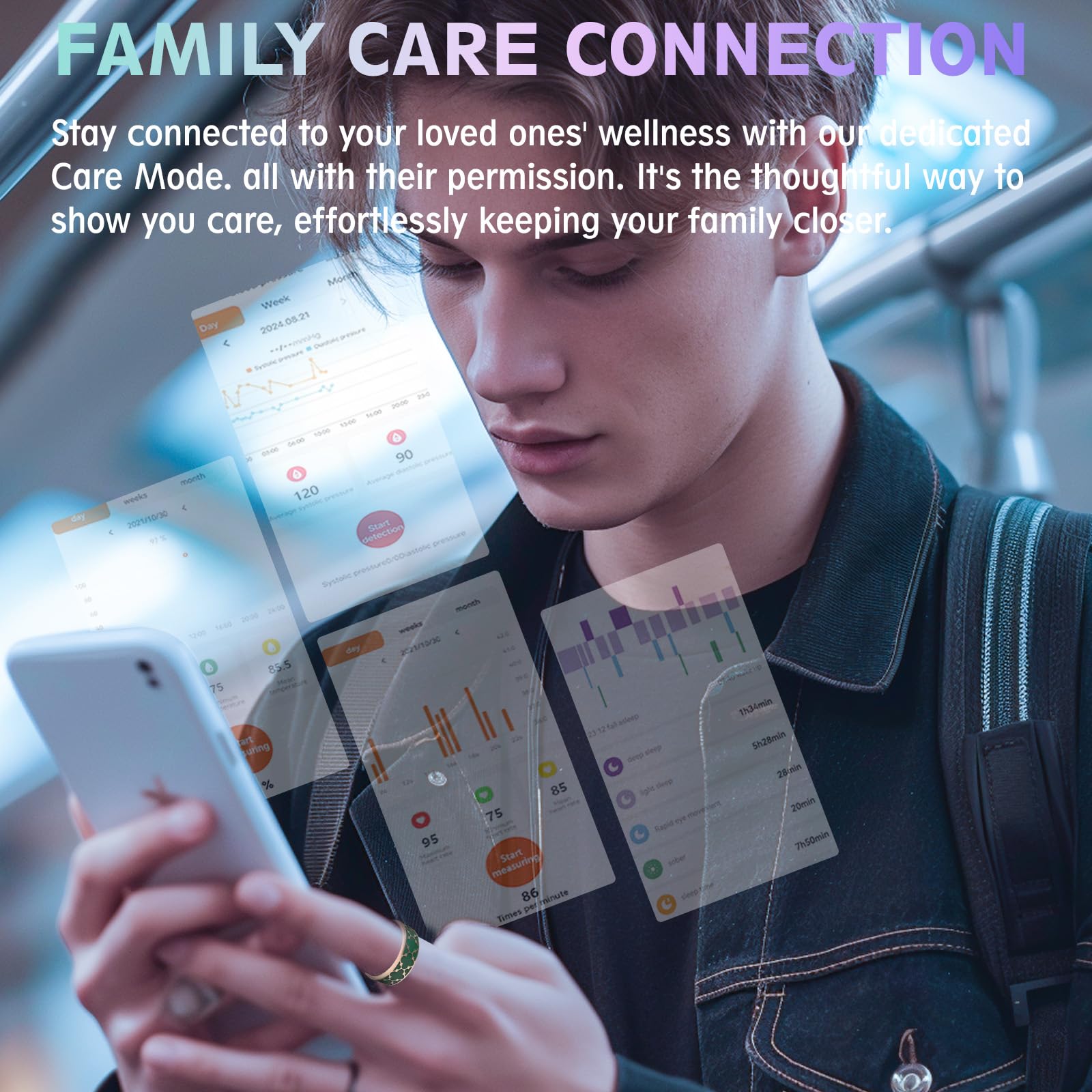 Anillo inteligente de salud para mujeres y hombres, rastreador de fitness con frecuencia cardíaca, monitoreo del sueño, oxígeno en sangre, presión arterial, podómetro de ejercicio, para iPhone