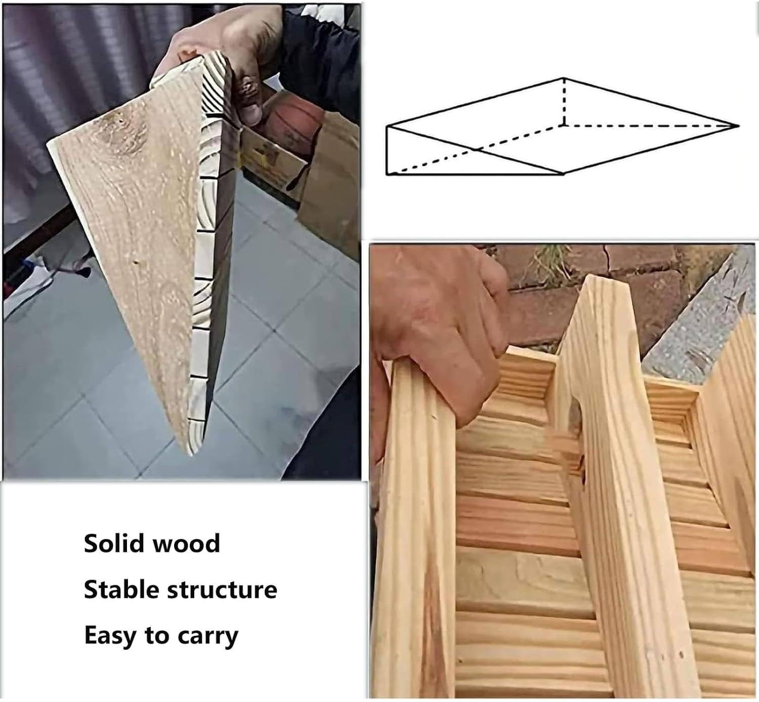 Rampas de madera portátiles para sillas de ruedas, Rampas de entrada a casa, Pasos al aire libre, Rampa de bordillo, Sillas de ruedas Andadores, 30.8 x 30 x 8 cm