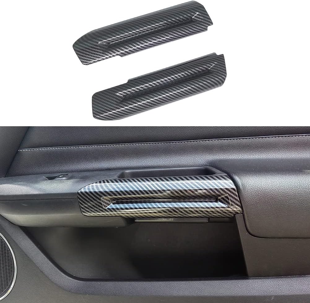 Interior Door Handle Cover Trim Compatible with 2015 2016 2017 2018 2019 2020 2021 2022 2023 2024 Ford Mustang Accessories (Carbon Style)