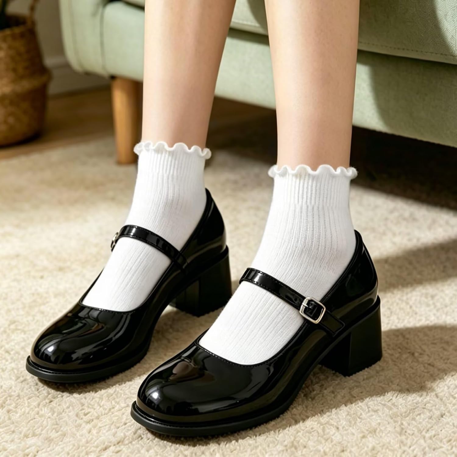 6 Pairs Ruffle Socks Women Bamboo Viscose Cute Frilly Ankle Socks Lettuce Edge Smooth Toe