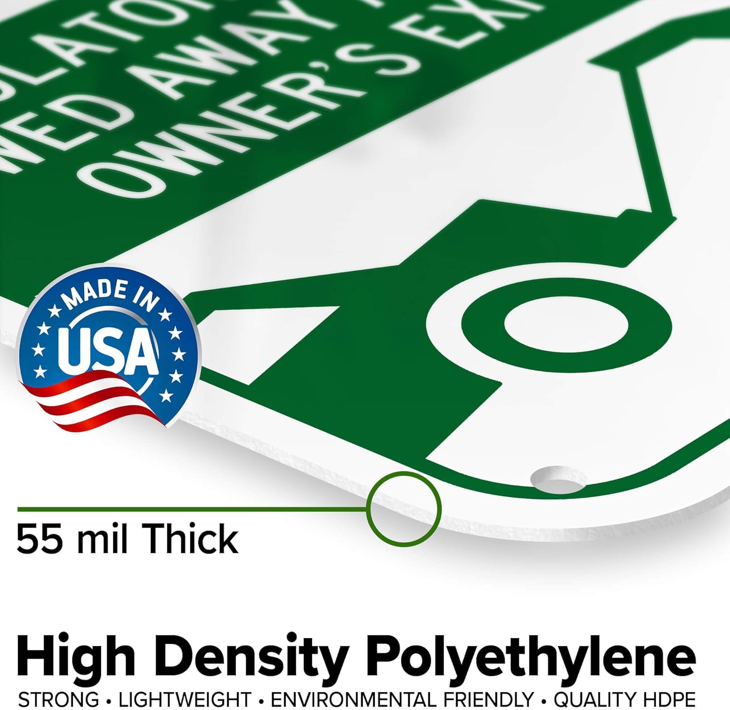 Customer Parking Only Violators Will Be Towed Away At Vehicle Owner's Expense Sign, 12"x18" Polyethylene, Indoor/Outdoor Use, USA MADE By My Sign Center