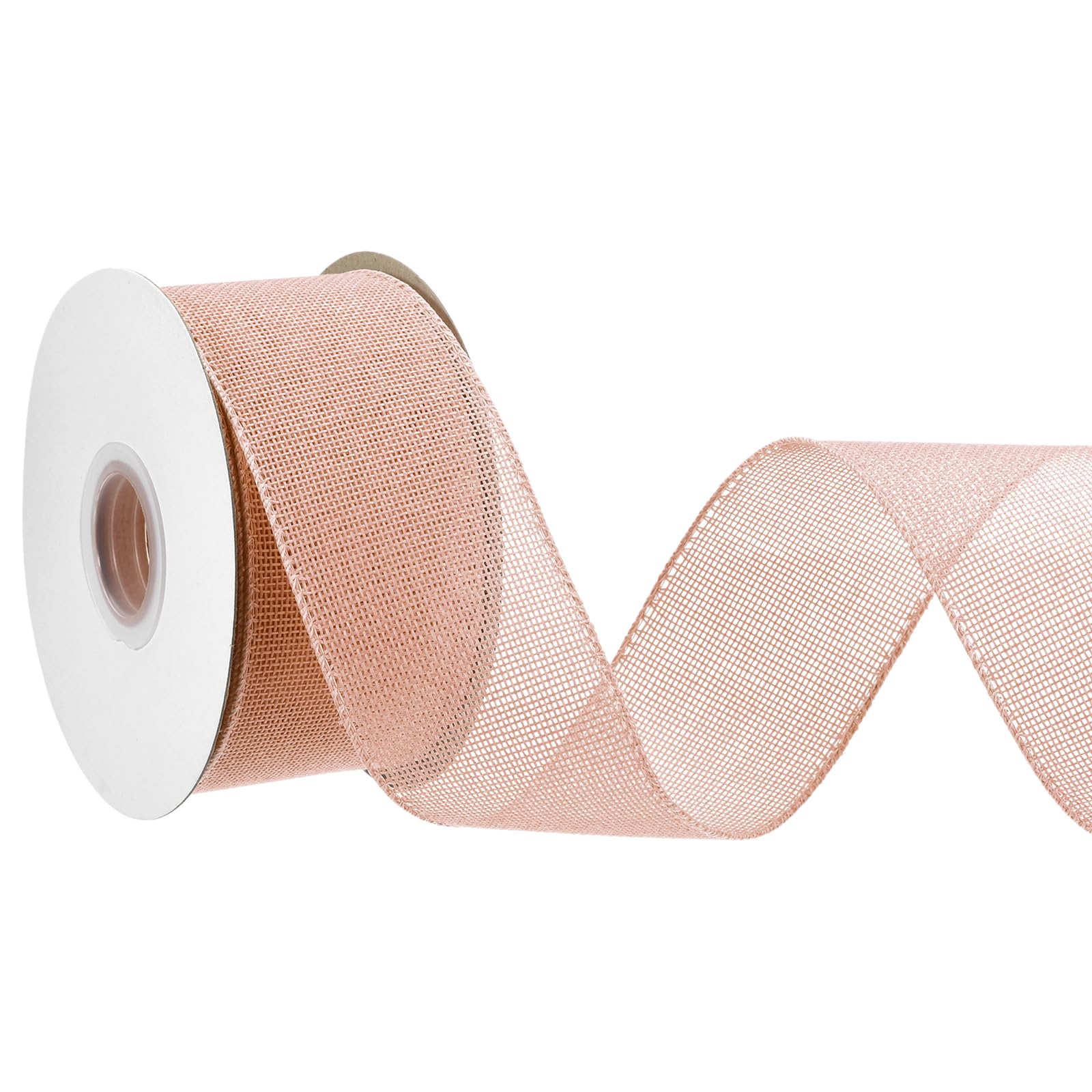 PATIKIL Burlap Wired Ribbon, (50mm x 18.2m, Moonstone Color), Wired Edge Linen Wired Ribbons, Suit for - Crafts/Wreath/Bow Making/Gift Wrapping/Christmas Tree Decoration — image 1