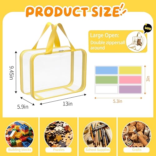 Miniatura 2 de 8pcs NEW Extra large color Toy Storage Bags with Zipper and Labels, Clear PVC Waterproof Toy Organizers Bags for Board Games, Puzzles Pieces,