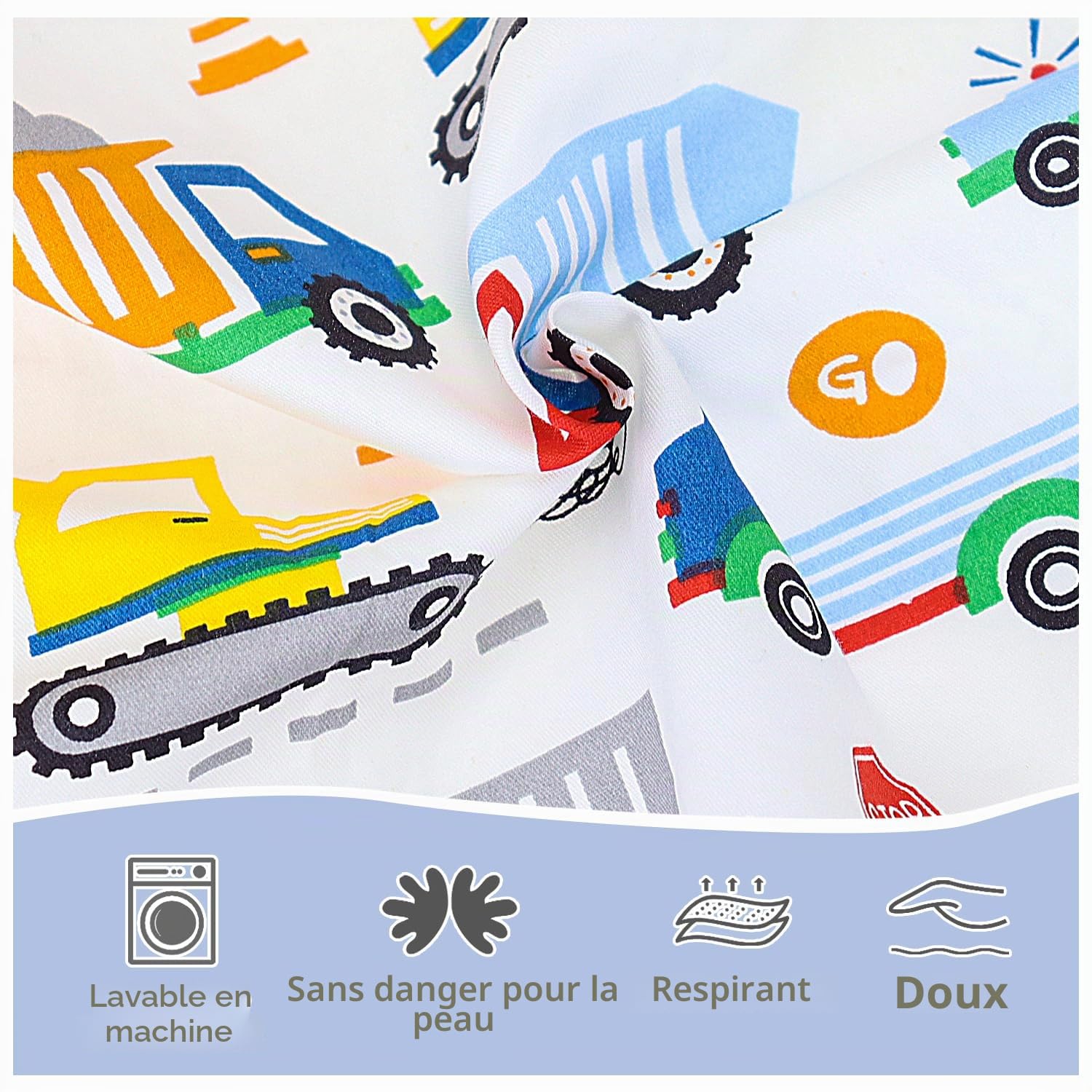 Baby Amabc Lot de 2 draps-housses pour lit de bébé 140 x 70 cm | Literie pour lit de bébé | Facile d'entretien en coton doux et durable, motif voiture et dinosaure uniques