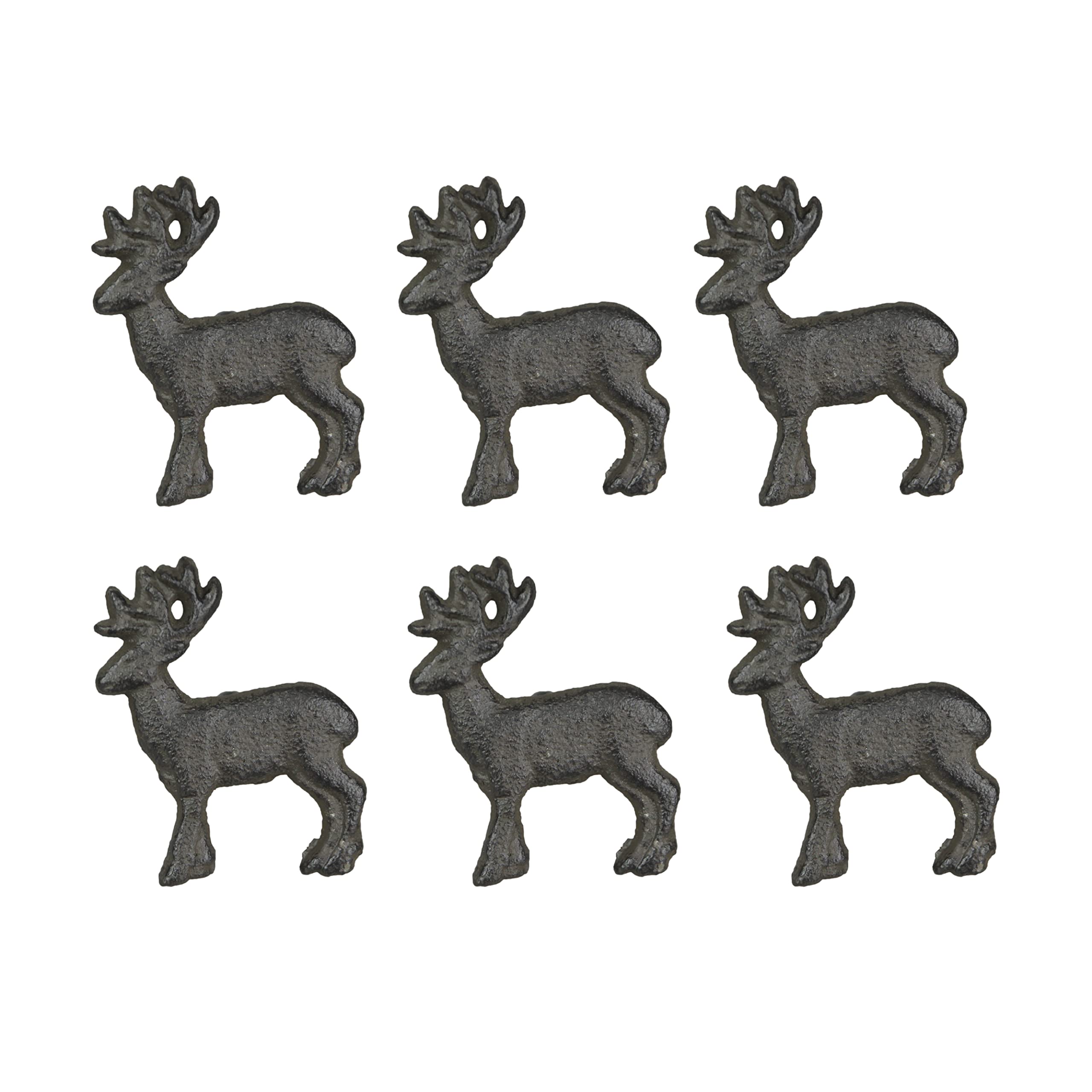 Zeckos Set of 6 Rustic Brown Cast Iron Deer Drawer Pulls - Decorative Cabinet Knobs for a Charming Woodland Touch - Rustic Home Decor Accessories - 2