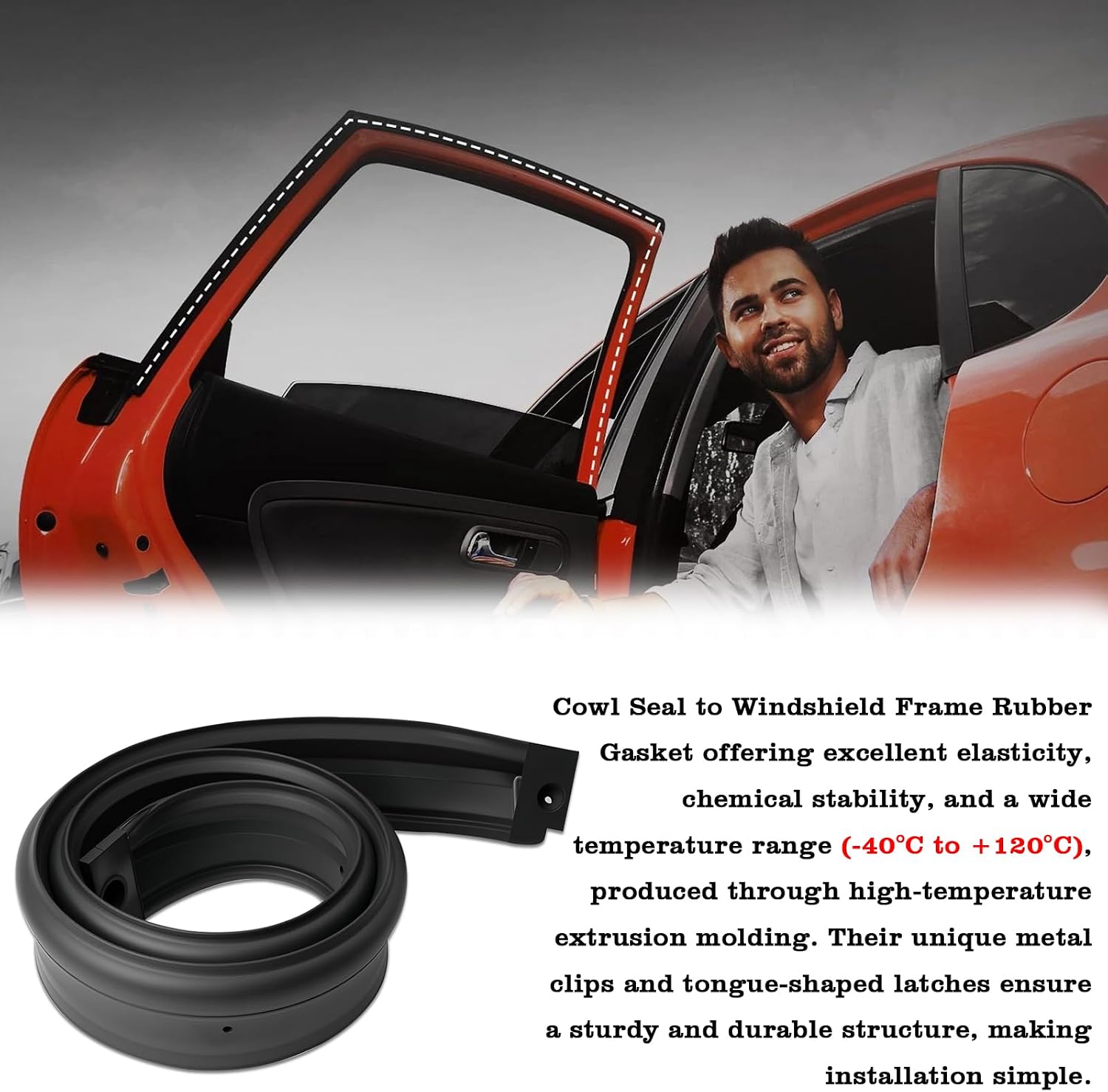 55009127 & 55175778 Cowl Seal to Windshield Frame Rubber Gasket Fit for 1987-1995 Jeep Wrangler YJ
