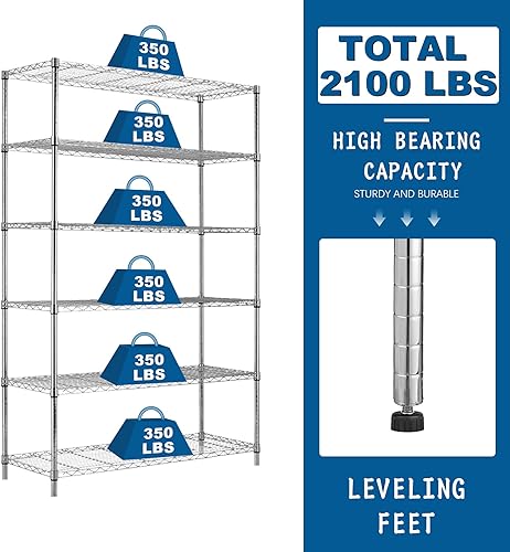 Miniatura 4 de Estantería de garaje de 48 pulgadas de largo x 18 pulgadas de ancho x 82 pulgadas de alto con ruedas, estantes de almacenamiento de metal,