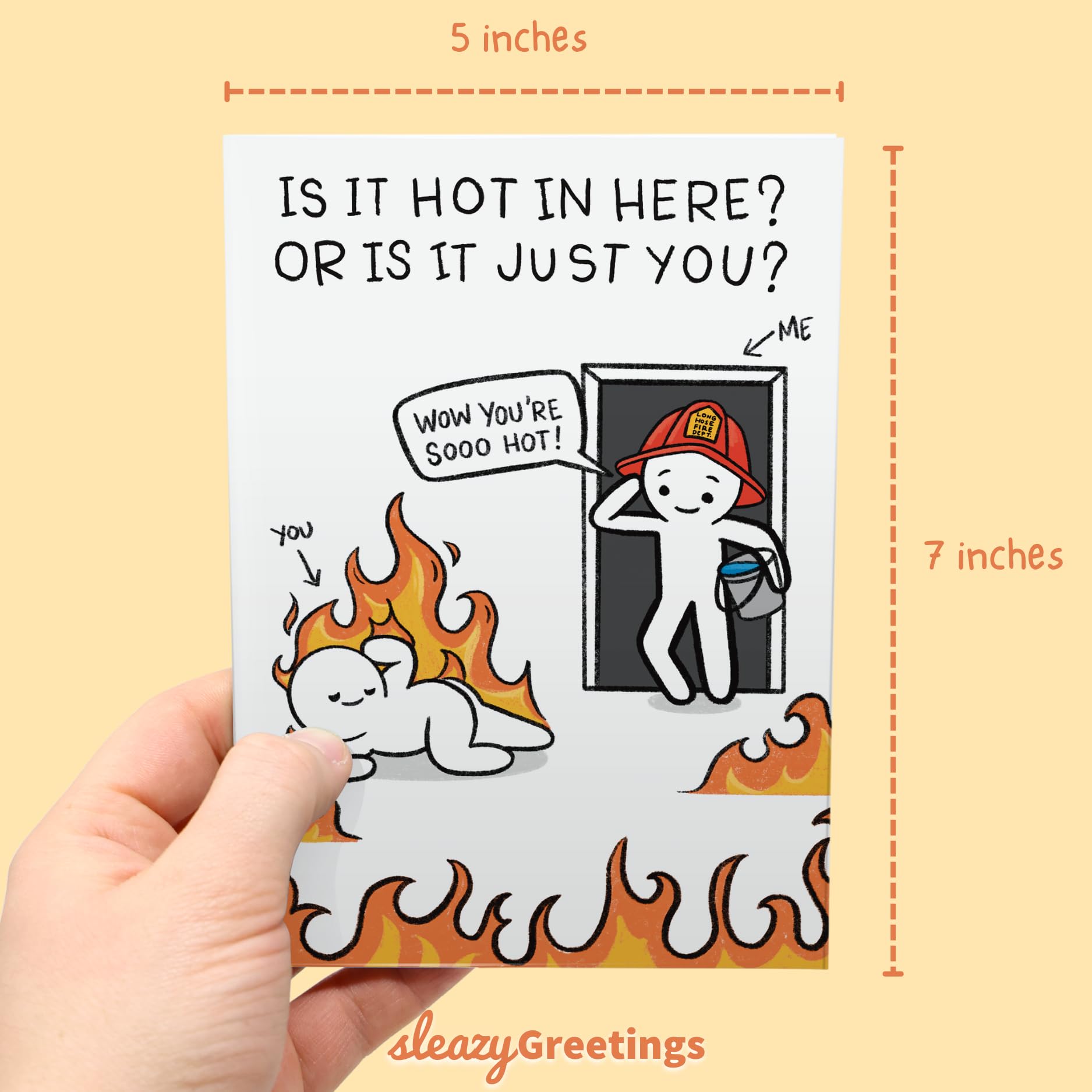 Funny Firefighter Birthday Card - Naughty Valentine's Anniversary Card With 'Is It Hot In Here' Joke