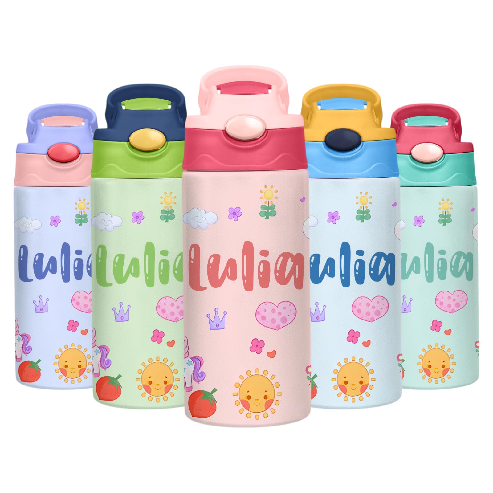 Personalised Water Bottles for Kids, Custom Name Kids Water Bottle for School, Cusomise Gifts For Children Insulated Stainless Steel Cup For Back to School Season Chirstmas Birthday Gift (Style 8)