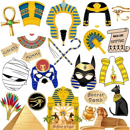Accesorios para cabina de fotos del antiguo Egipto, 28 piezas de accesorios para cabina de fotos del antiguo Egipto, decoraciones de fiesta de