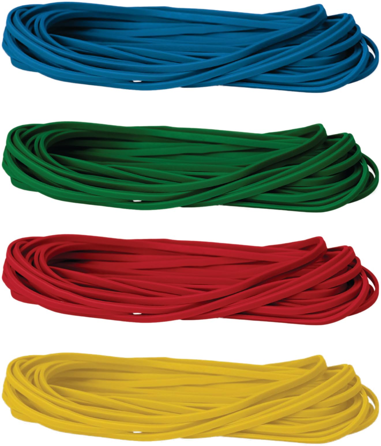 Long Rubber Bands, RED, GREEN, BLUE & YELLOW, 7” Inches x 1/8” Inch, Trash Can Rubber Bands, Strong Elastic Bands, Many Color Options – Assorted
