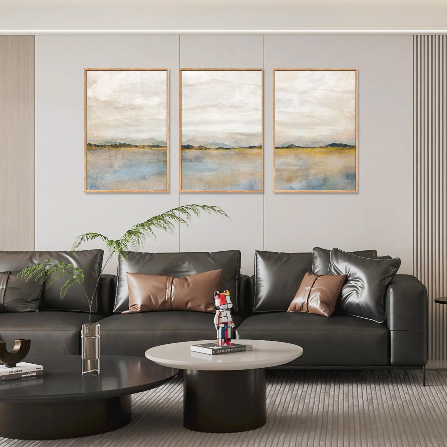 HLNIUC Navy Blue Abstract Framed Wall Art Set, Neutral Minimalist Canvas Wall Decor, Mid Century Modern Wall Painting, Grey Geometric Art Print for Living Room, Bedroom, Office - 24x36x3 HLNIUC Navy Blue Abstract Framed Wall Art Set, Neutral Minimalist Canvas Wall Decor, Mid Century Modern Wall Painting, Grey Geometric Art Print for Living Room, Bedroom, Office - 24x36x3