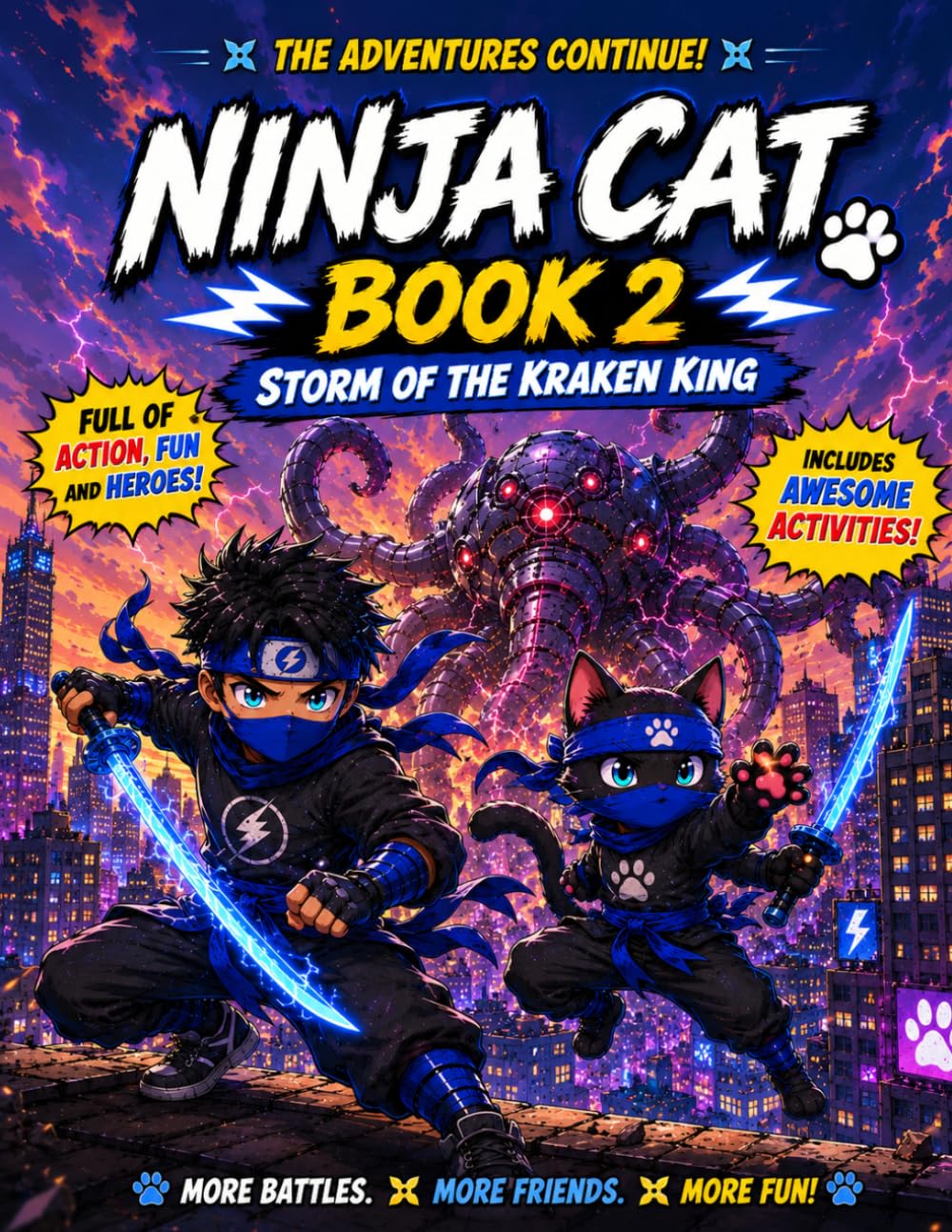 NINJA CAT - BOOK TWO: STORM OF THE KRAKEN KING: A Comic Adventure with Puzzles, Games, and Activities