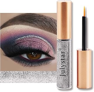 Glitter Liquid Eyeliner, Pink Shiny Eye Liners Waterproof Long-Lasting Eyeliner Pen, Highly Pigmented Smudge-proof Shimmer Liquid Eye Liner for Eye Makeup Tools (Glitter Silver)