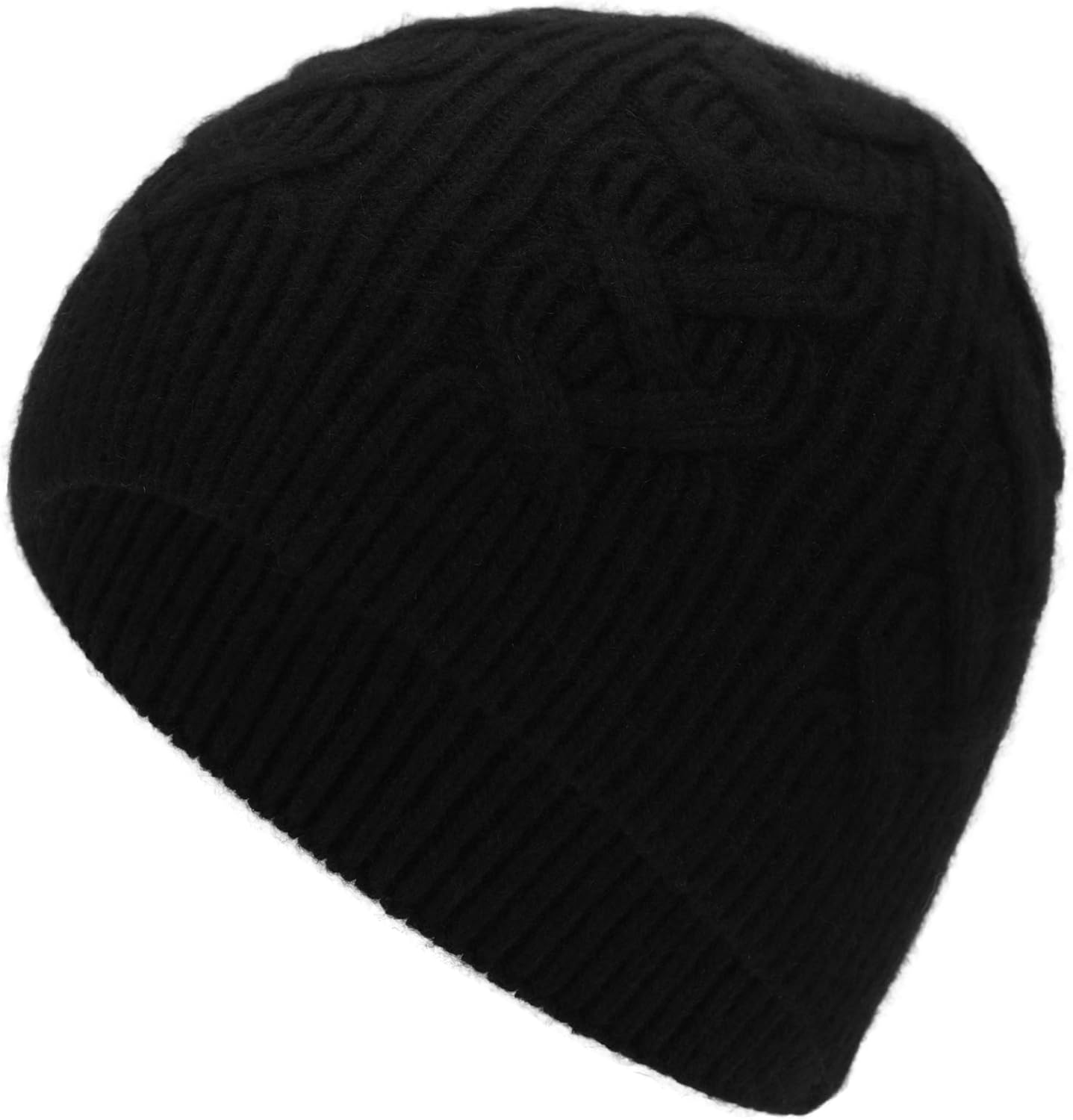 Men & Women Cashmere Blend Beanie Hat Soft Lightweight Warm Winter Ribbed Cuffed & Cuffless Knit Beanie Hat