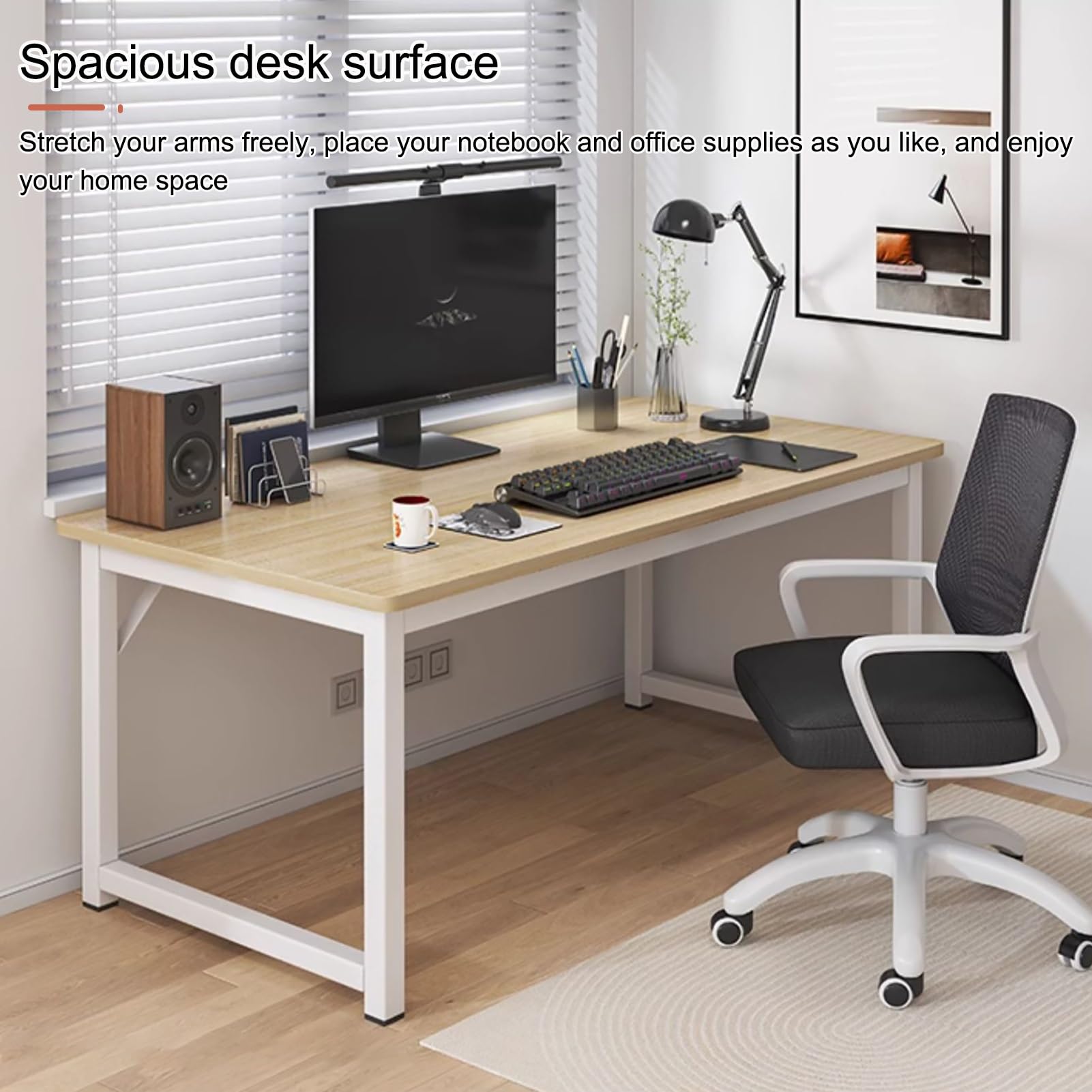 Biurko komputerowe duże biurko biurowe, industrialne nowoczesne proste metalowe drewniane biurko na laptopa, drewniane nowoczesne proste biurko do pracy w biurze domowym (białe, 100 * 60 cm / 39,5 *