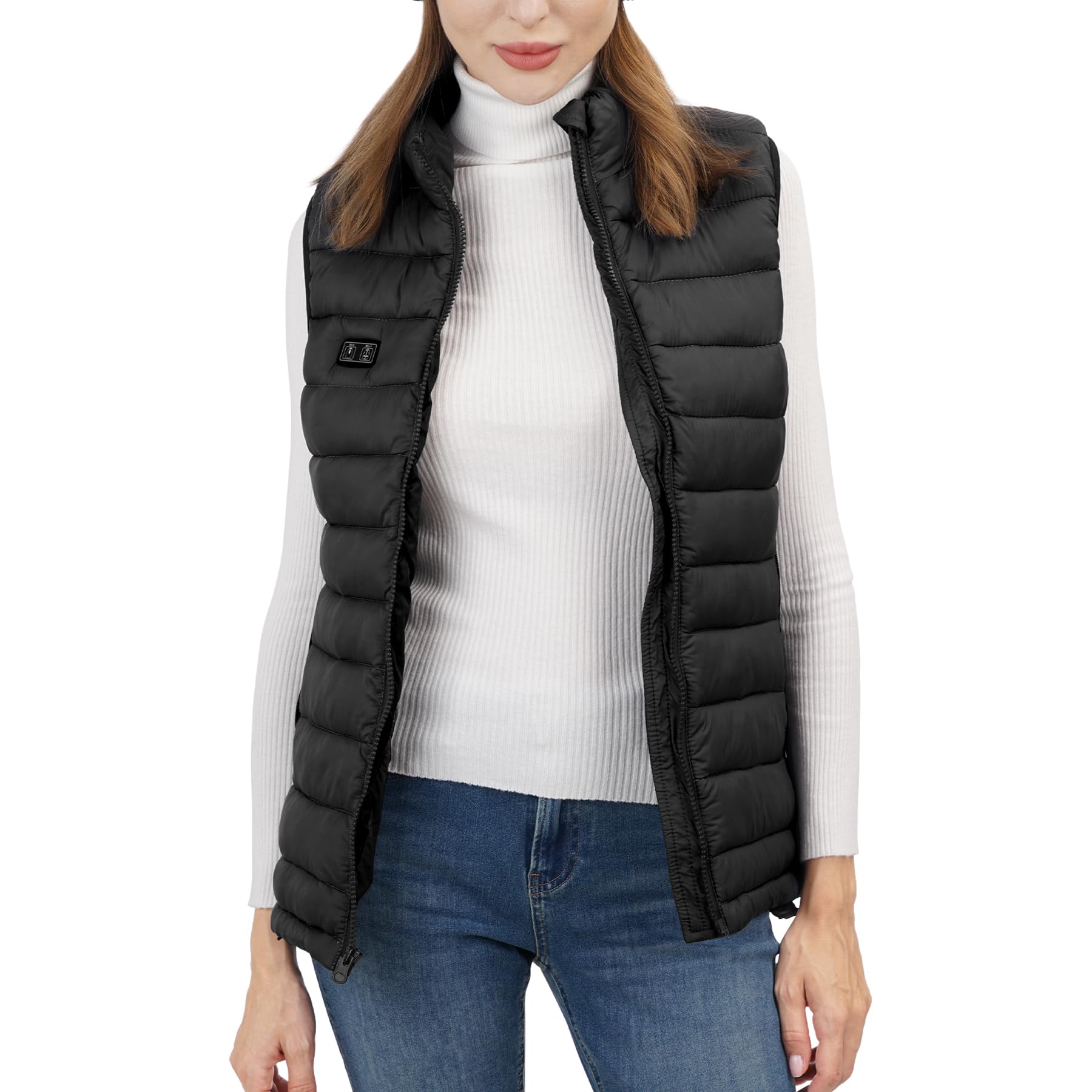 Loowoko Gilet Riscaldato per Donna, Inverno Caldo Esterno Ricarica USB Giacca Riscaldata Elettrico con Batteria 10000 mAh 3 Livelli di Temperatura, Lavabile,Per Campeggio, Moto, Sci, Caccia