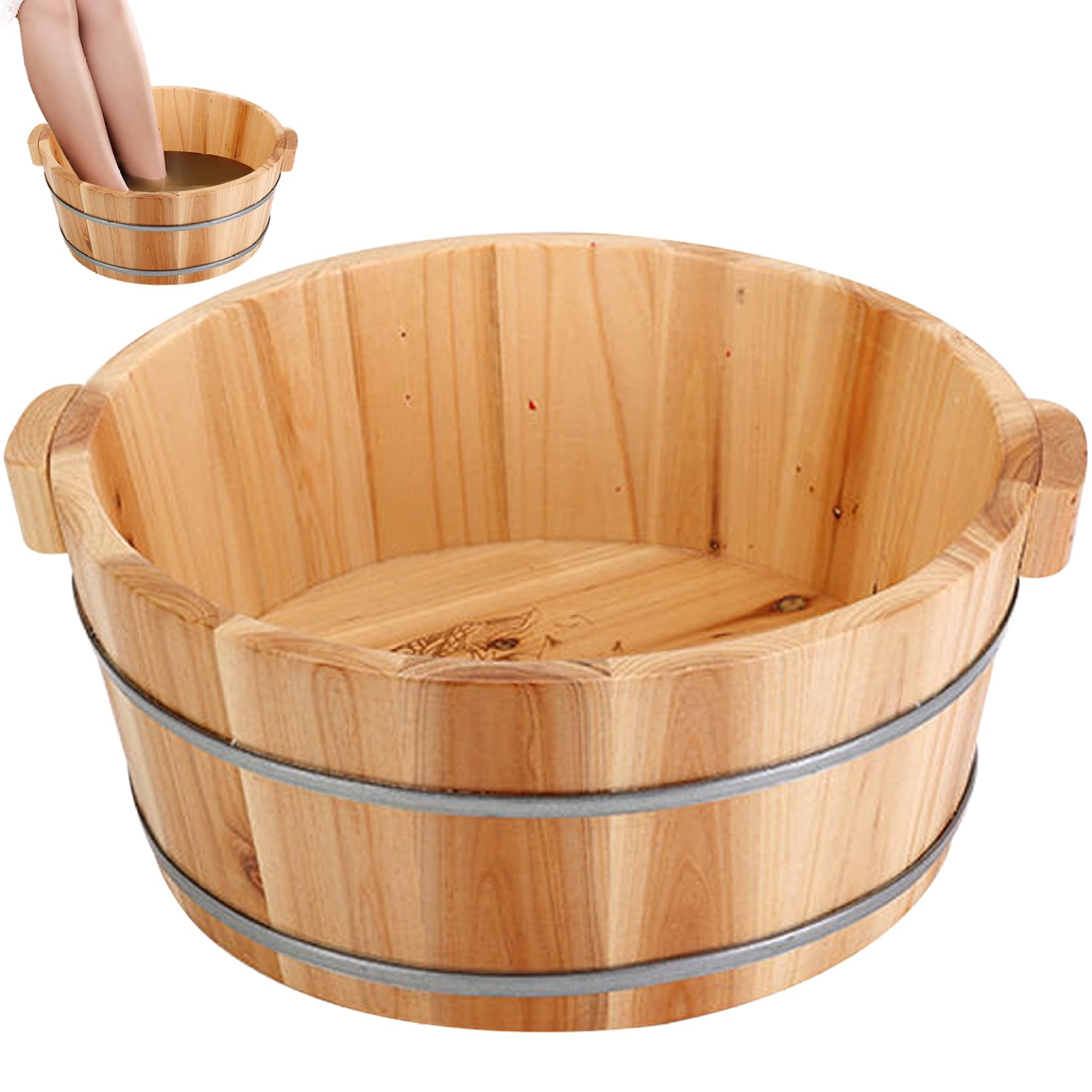 Vasca per pediluvio in legno per pedicure, spa, massaggio, vasca da bagno per rimuovere la pelle morta per la cura della sauna domestica, 14,2 x 6,3; 1