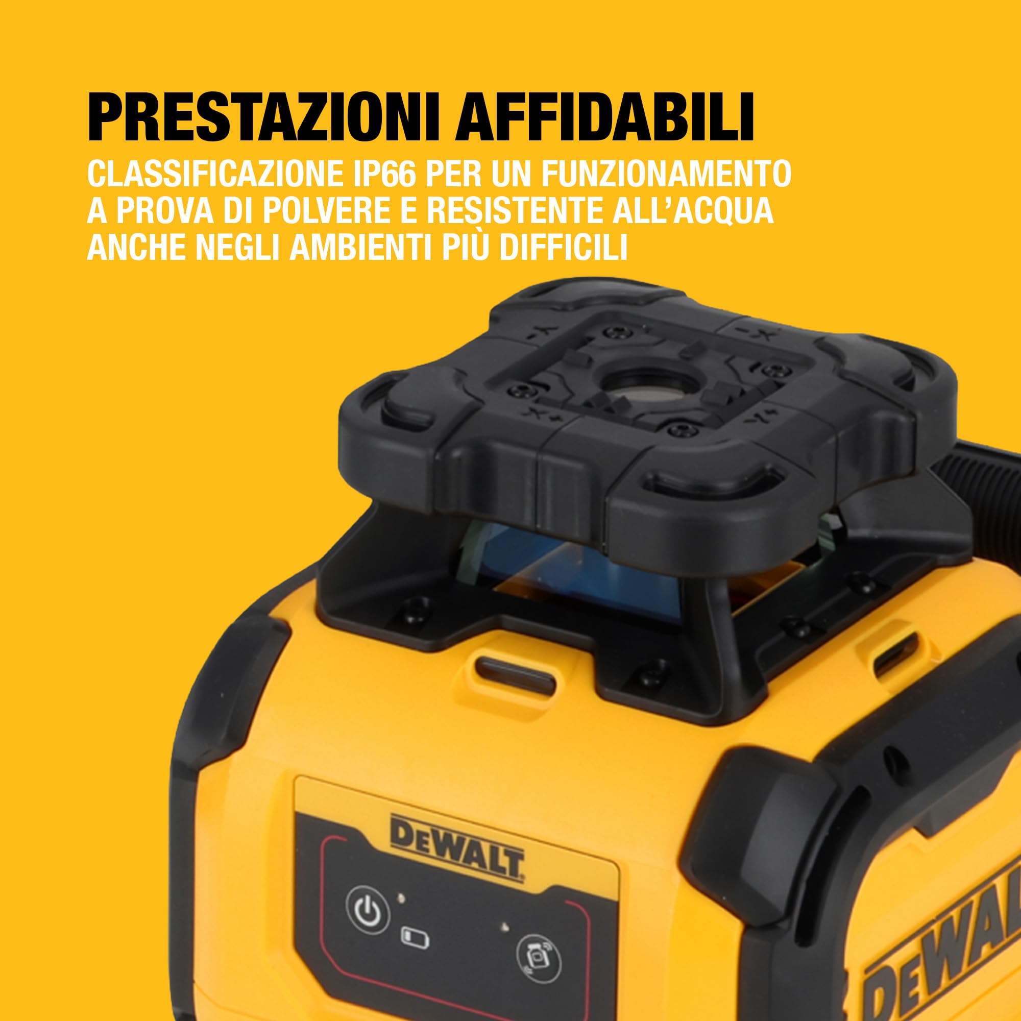 DEWALT Laser Rotante Rosso DCLE05211R-XJ, Portata 600m con Rilevatore, Batteria Alcalina 35 Ore, IP66, Precisione 2.2mm