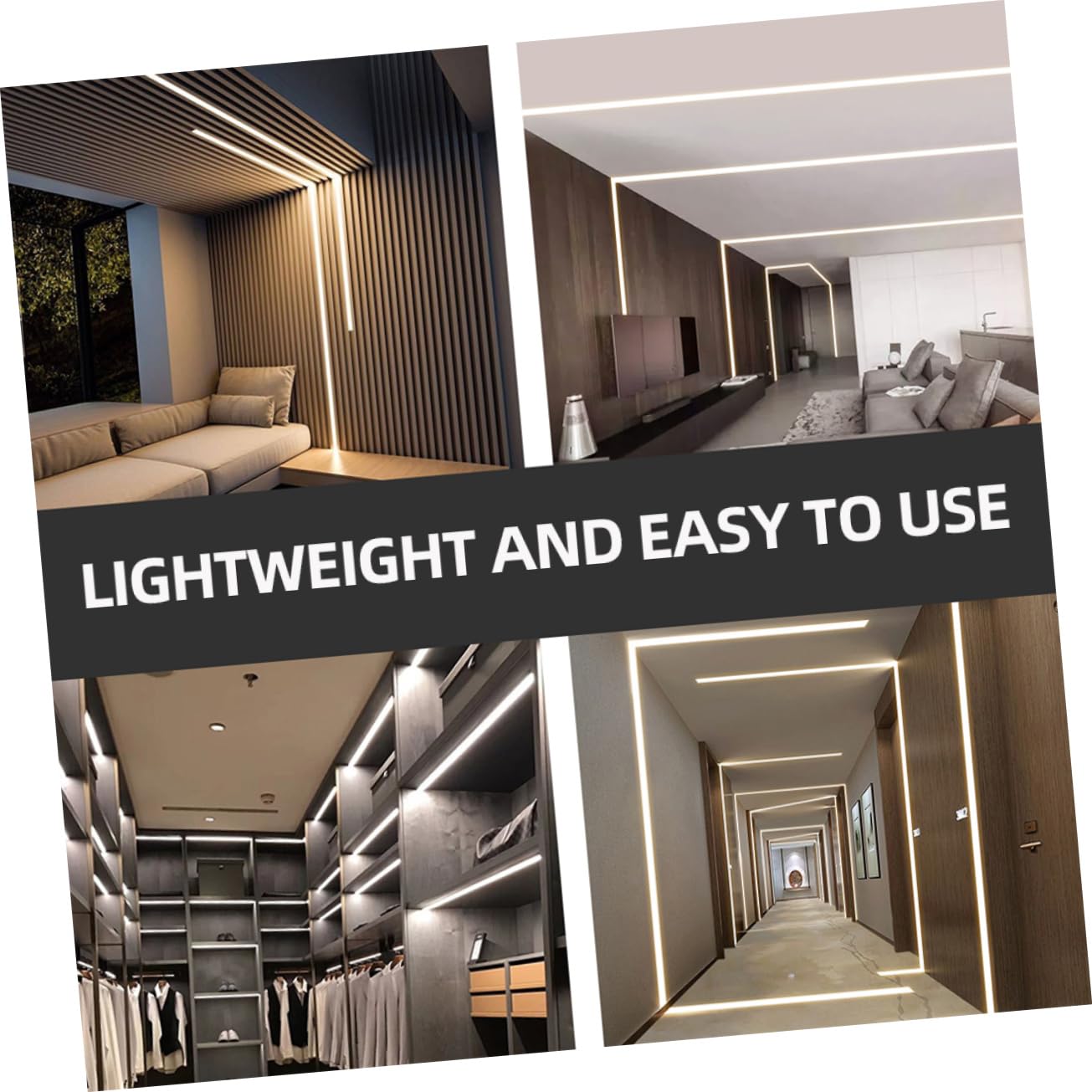 8sets Led Strip Light Housing Kit U-Shape Aluminum Channel Easy Installation for Home Office Commercial Use Designed for Soft Lighting Effects and Modern