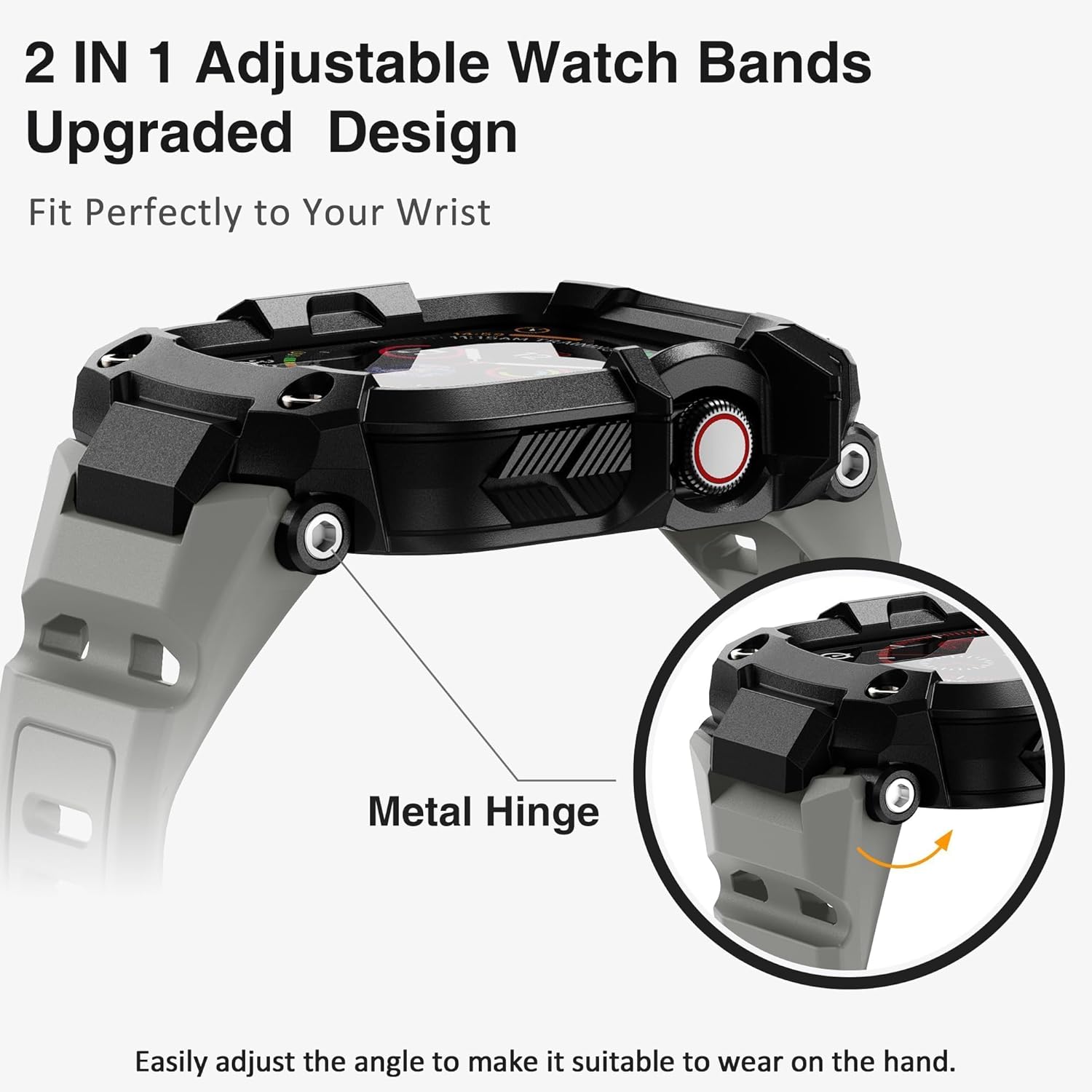 ULTIMAL Rugged Band with Case for Apple Watch 44mm, Military-Grade Shockproof Protective Strap for Men, All-in-One Outdoor Sport Watch Band Compatible with iWatch Series 6/5/4/SE3/SE2/SE (Grey) - Image 6