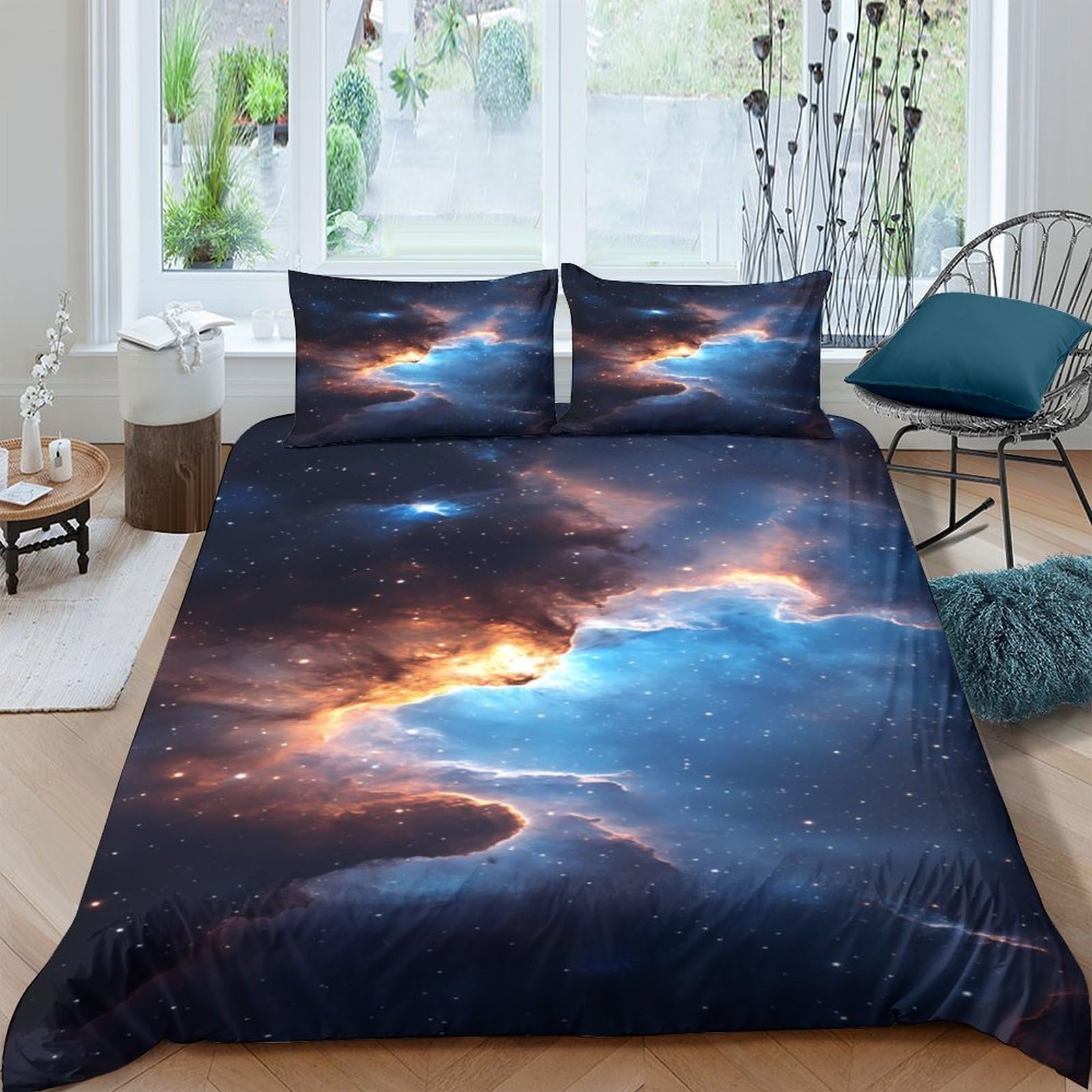 Ctjqhvkz Style-8 3D Printed Bed Cover Microfiber With Galaxy Starry Sky Pattern For Bedroom And Guest Room Protection And Decor Single（135X200cm）