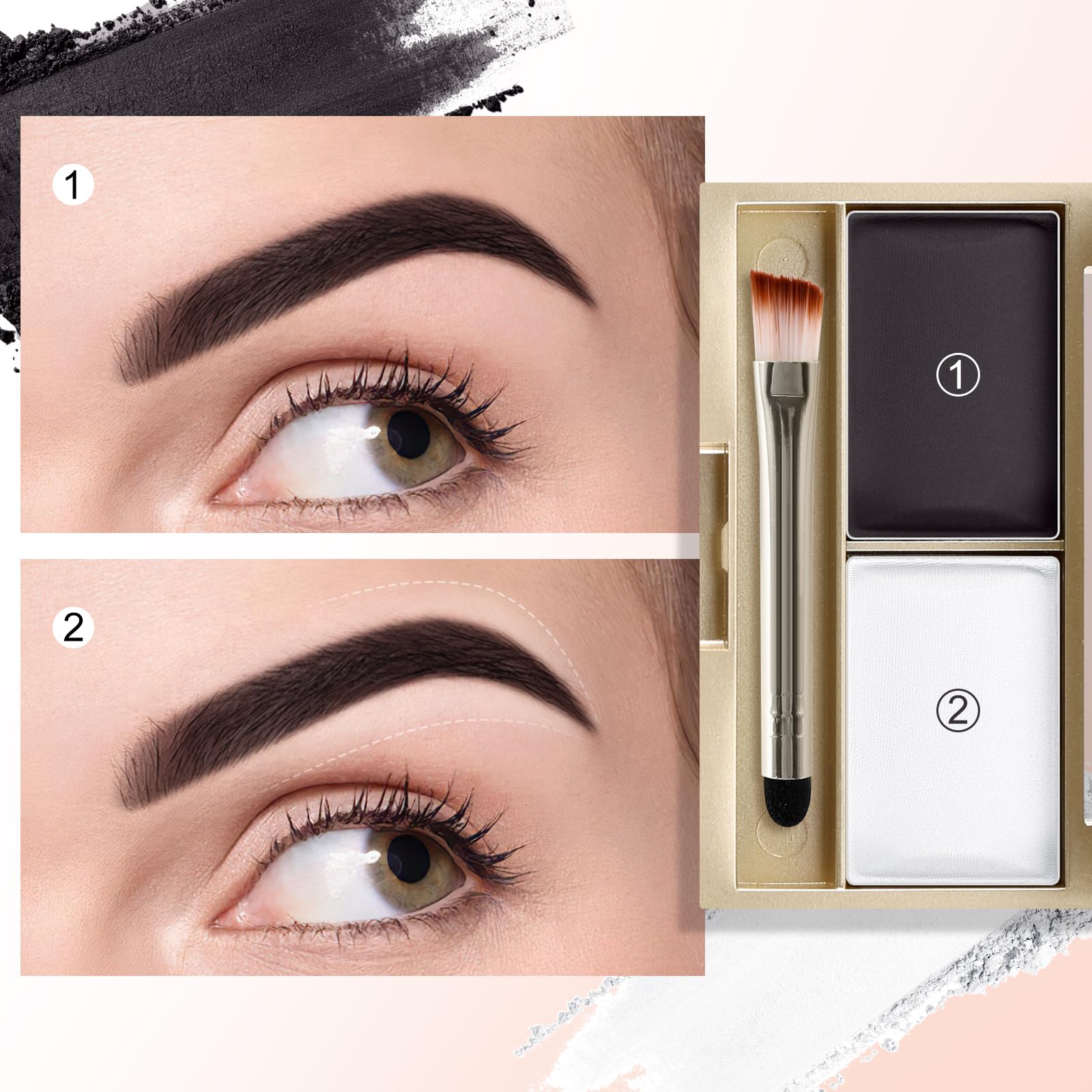 Boobeen Eyebrow Powder Kit, 2-color Waterproof Eyebrow Palette Makeup to Definer & Filler Brows - Image 3