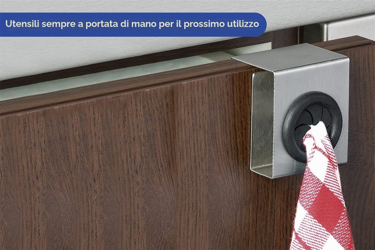 WENKO Gancio sopraanta Push inox satinato, Acciaio inossidabile, 5 x 6 x 4 cm