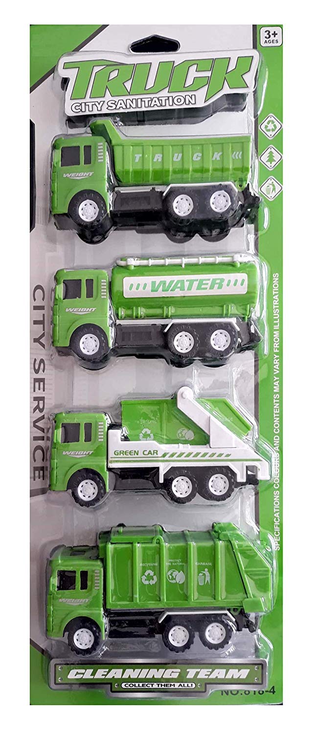 Petit Toys ABS Plastic unbreakable friction force transport water tank trucks toy for kids, Pack of 4, Multicolor