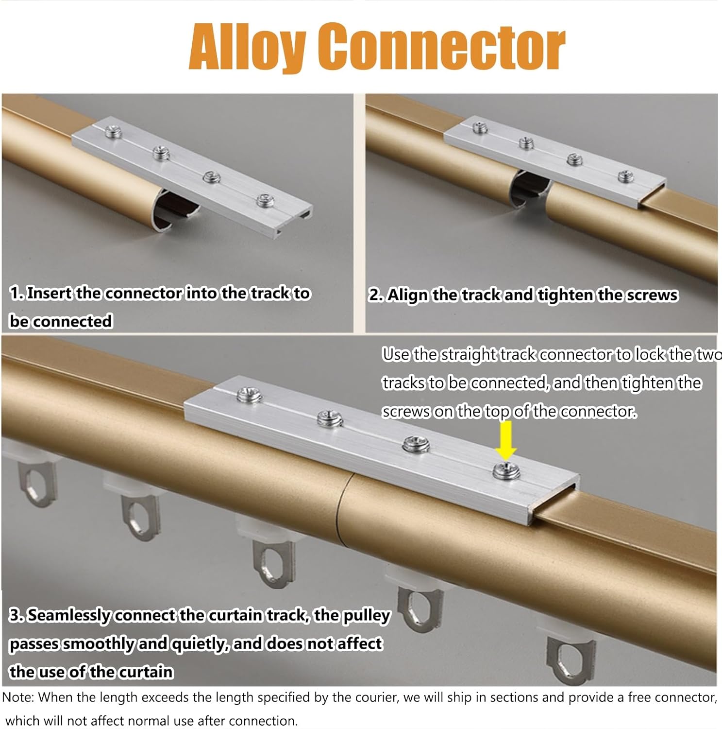Sliding Double Curtain Track System, Ceiling Mounted Aluminum Rails with Silent Gliders, for Bedroom, Kitchen, Room Divider, Window(Gold,1.4m(4.6ft))