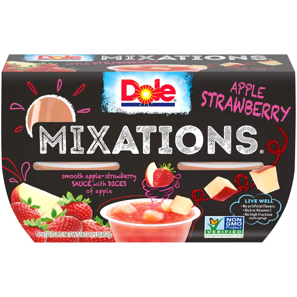 Dole Fruit Bowls, Apple Strawberry Mixations, 4oz, 4 cups