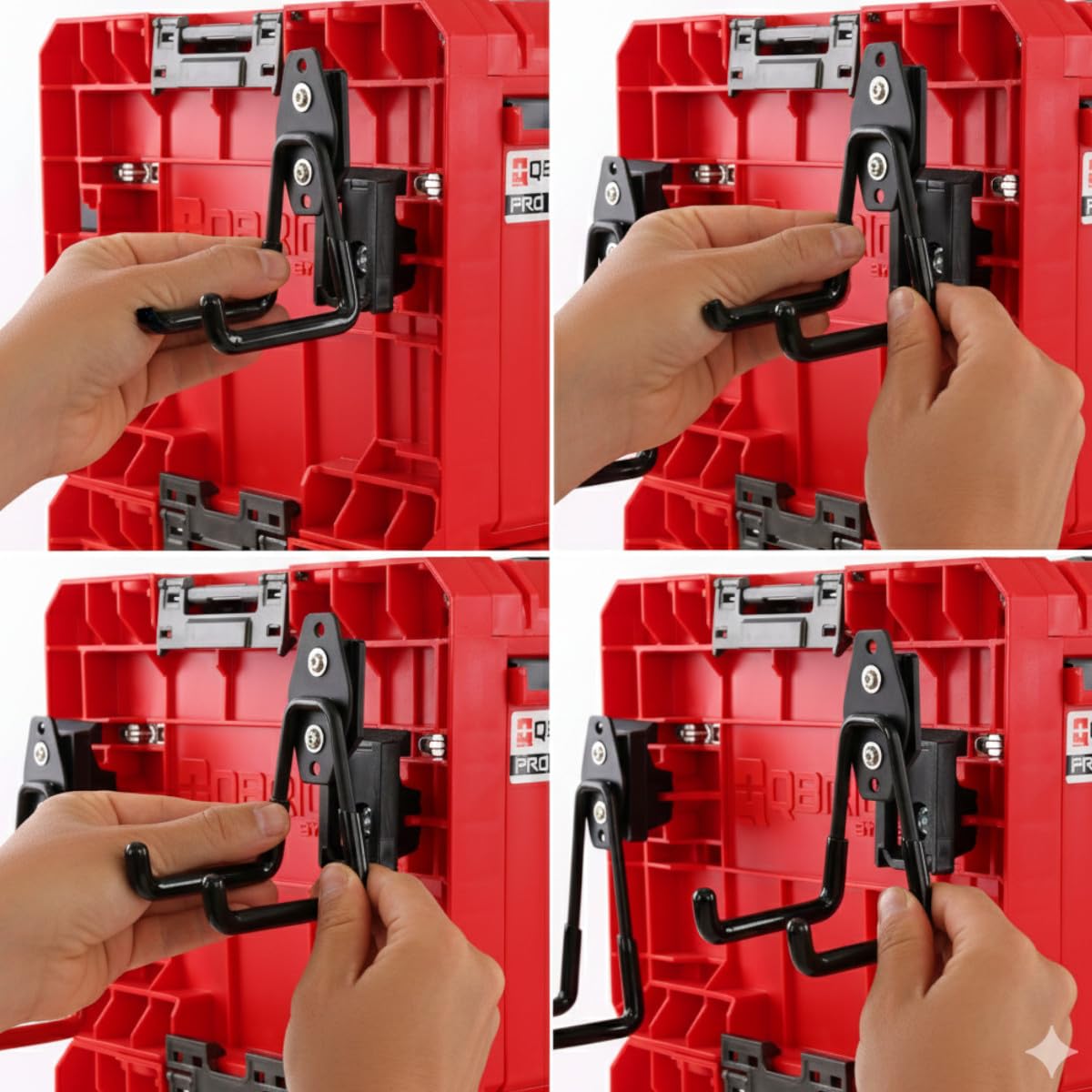botle Set di 10 ganci per attrezzi Qbrick per utensili elettrici, dritti da 19 cm, stabili con rivestimento in PVC, per garage, capannoni, doppio gancio, portata fino a 25 kg