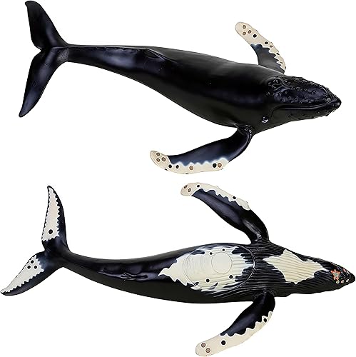 Miniatura 5 de Gemini&Genius - Figura de acción de ballena jorobada, juguetes de animales marinos de orca y pez negro, tiburón de goma suave del océano, ideal para