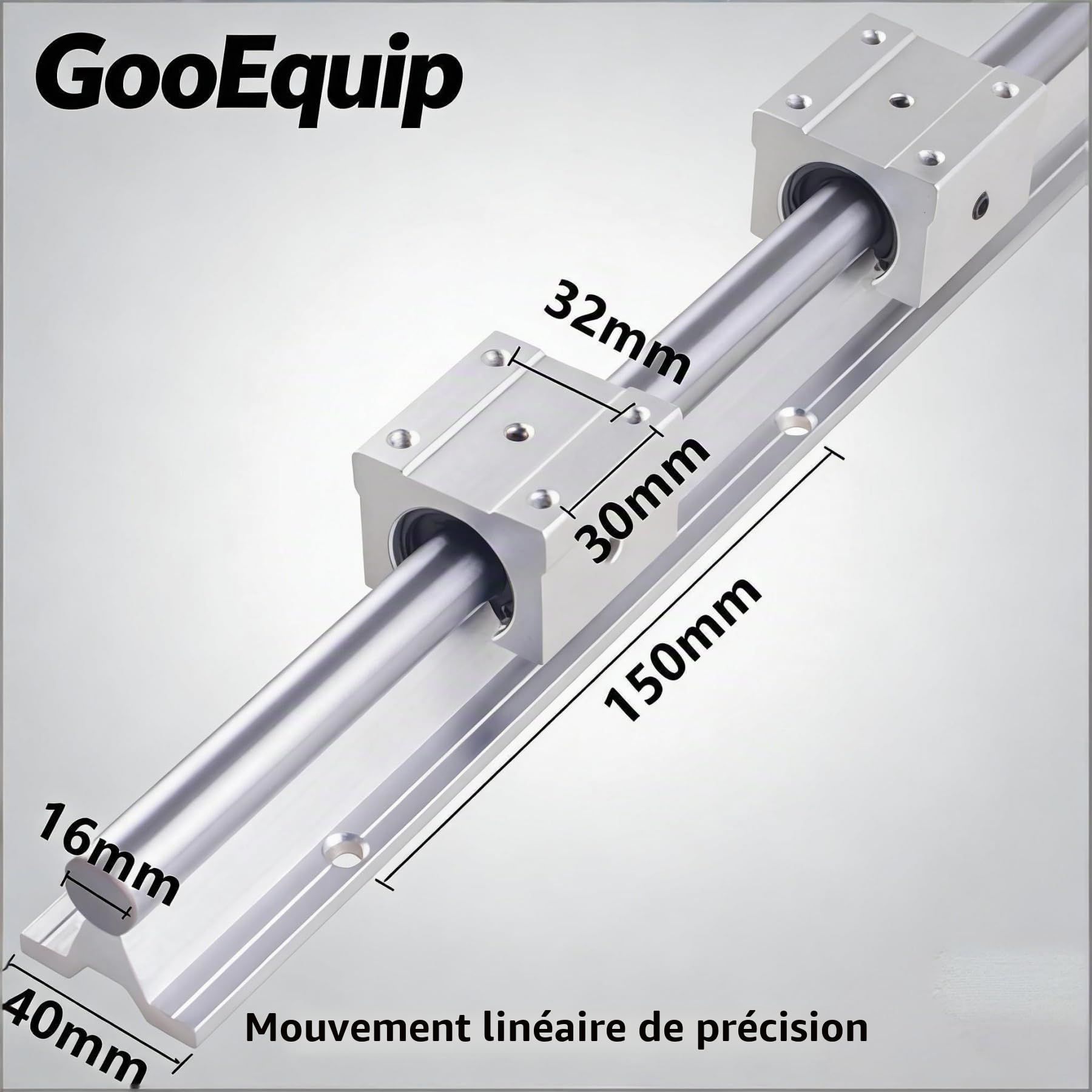 Rail de Guidage Linéaire SBR16 600mm, 2PCS Rails Linéaires 600mm et 4PCS Blocs Roulement Glissières à Roulement Linéaire pour Machines Automatisées Routeurs CNC Tours