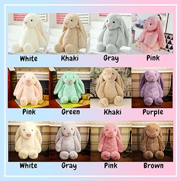 Personalized Easter Bunny Custom Bunny Stuffed Animals with Child's Name Handmade Embroidered Patch Custom Plush Rabbit Toy for Girls Boys Kids