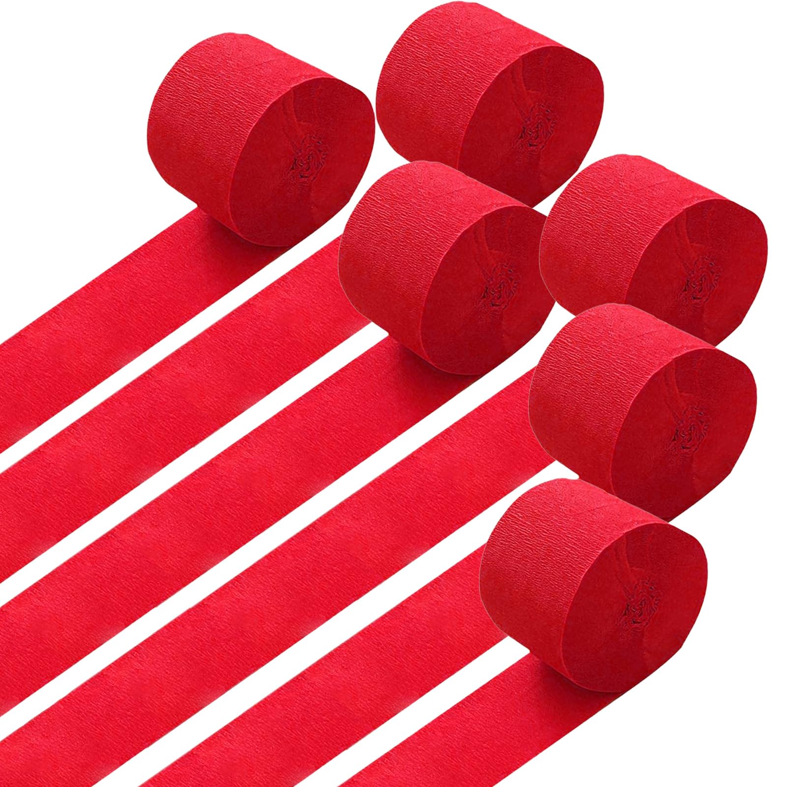 GAKA FAVOR Red Crepe Paper Streamers Party Streamers Decorations 4.5CM(1.77in) Wide 25M(82ft) Long 6 Rolls — image 1