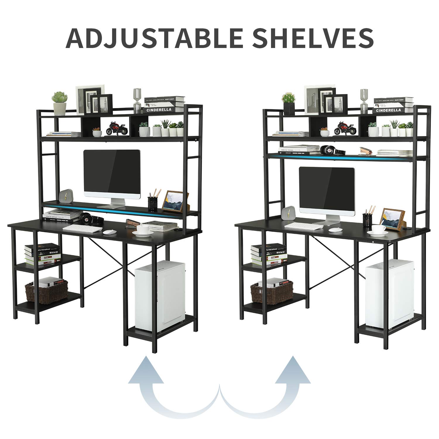 Sedeta Computer Desk with Hutch, Keyboard Tray and Monitor Shelf, 55