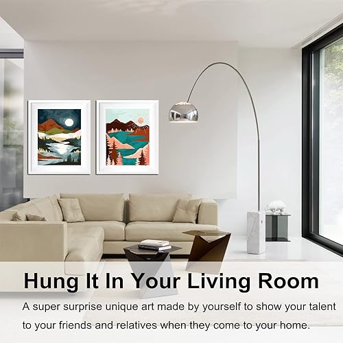 Miniatura 4 de Baisite 6970 Pintura por números, para adulto, principiante, niño, 12 pulgadas de ancho x 16 pulgadas de largo, 2 lienzos, 8 pinceles de madera,