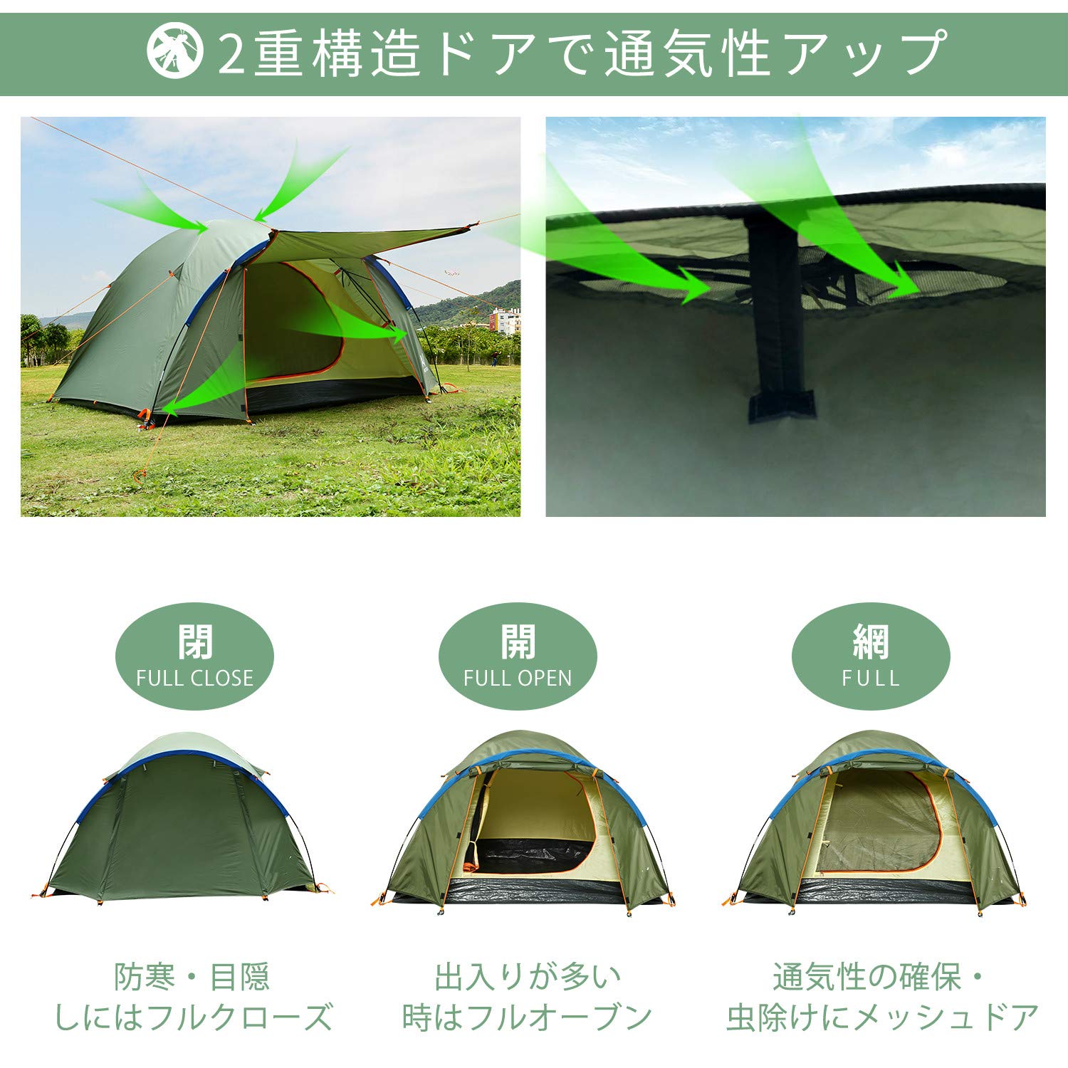 新品 ワンポールテント キャンプテント 4人 防風防水 簡単設営 軽量通気 Amazon | テント キャンプテント 3～4人用 2020最新 ワンポール