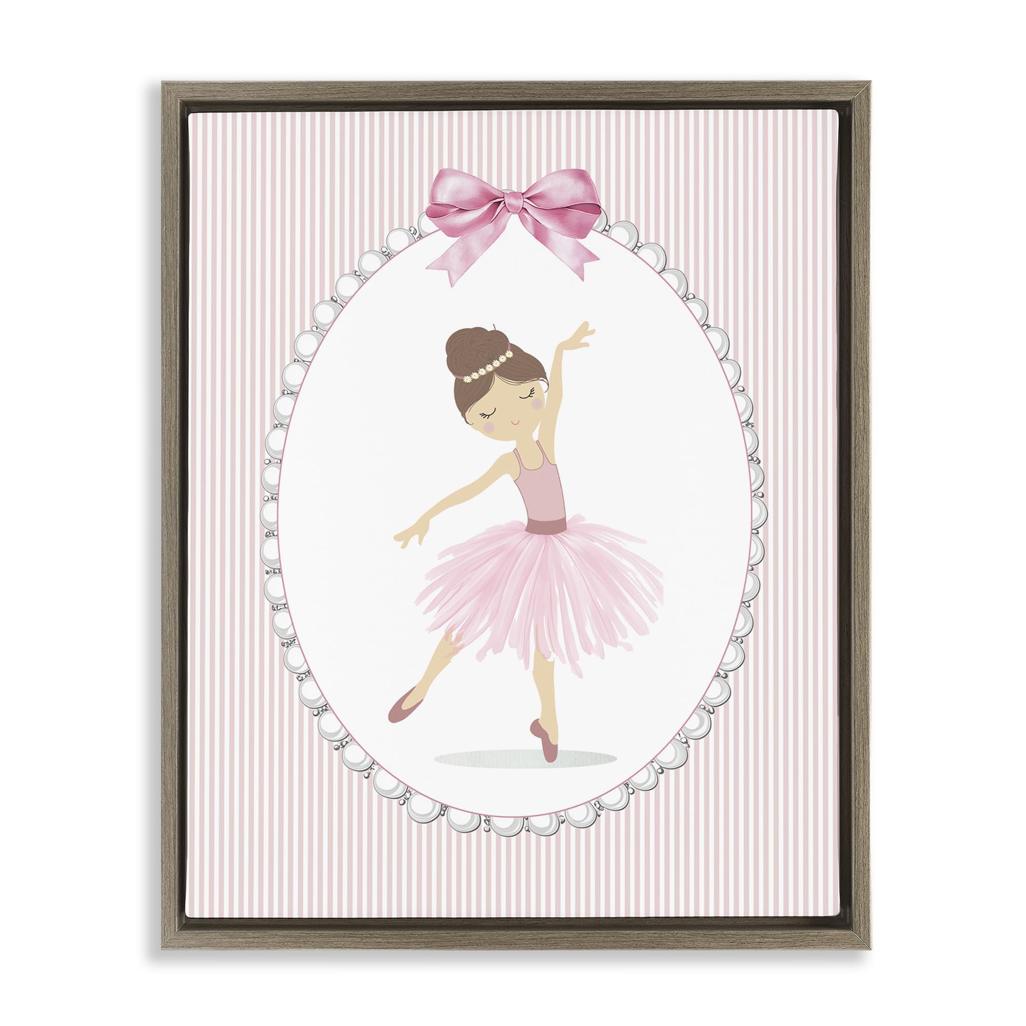Stupell Industries Montalcino Elm (Textured) 'Delicate Dance On Stripes'| Floating Frame Canvas Art